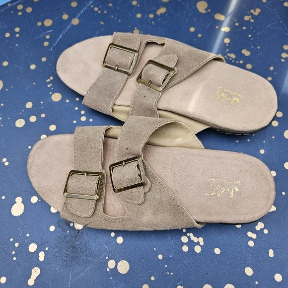 J-41 Adventure On Beige Double Buckle Sandals Women Size 7 - Picture 12 of 16